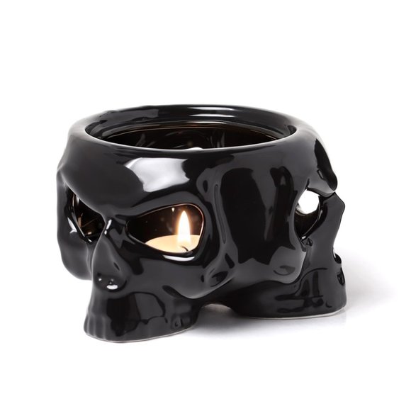 Alchemy Gothic Black Ceramic Skull Warmer and MUG or Tealight Candle Holder NEW - Picture 2 of 3